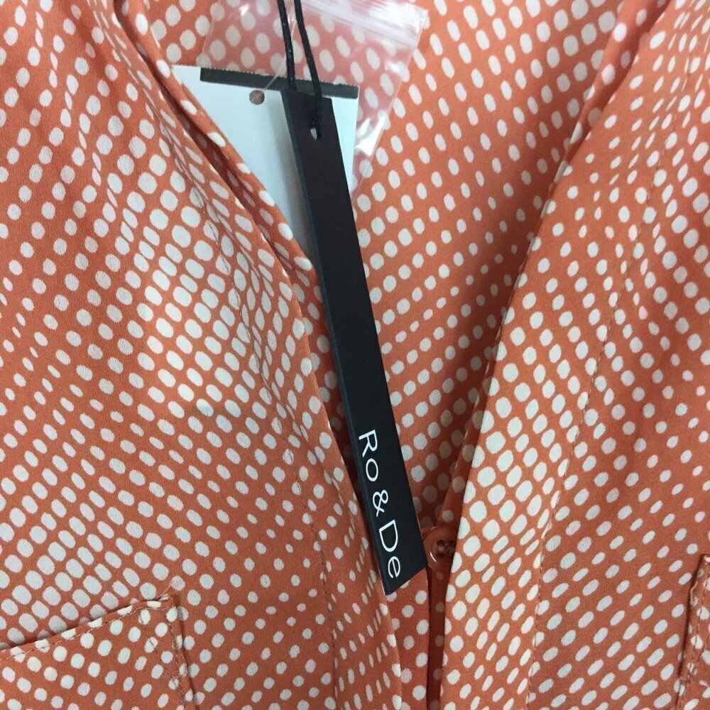 Ro & De Digital Dot‎ Pink Button Down Blouse Size Medium Long Sleeve - Picture 4 of 6